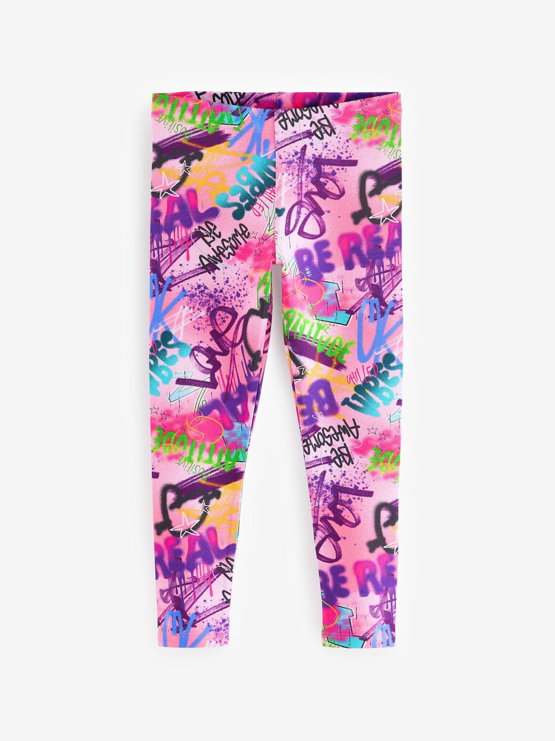 Girls slim fit graffiti paint cotton leggings