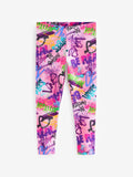 Girls slim fit graffiti paint cotton leggings