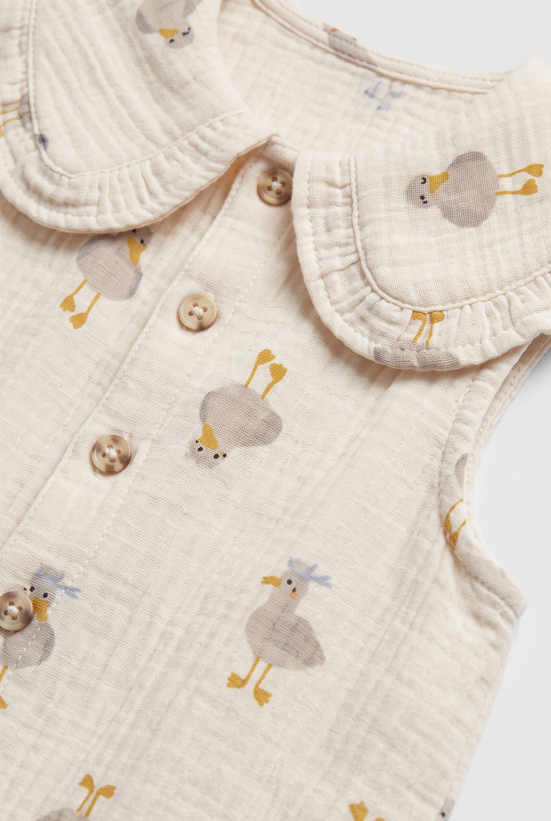 Girl's Duck Print Muslin Top - Cream