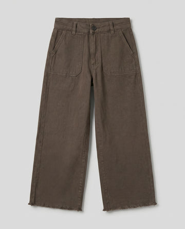 Girl's Wide Leg Denim Pant - Brown
