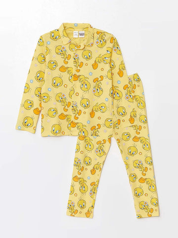 Kid's Cotton Night Suit - Yellow, Duck