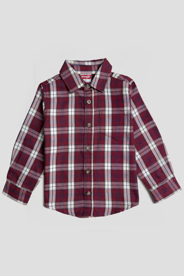 Boy's Full Sleeve Cotton Shirt | Red & White Stripe