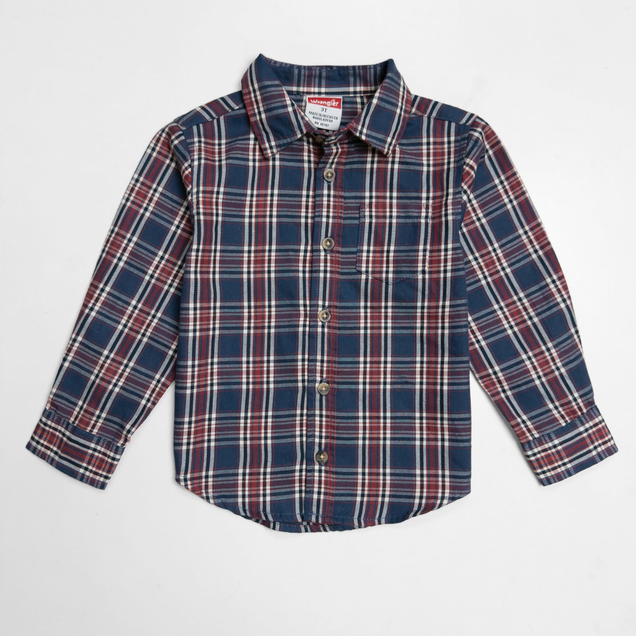 Toddler Boy's Full Sleeve Cotton Shirt | Navy & Red Striped