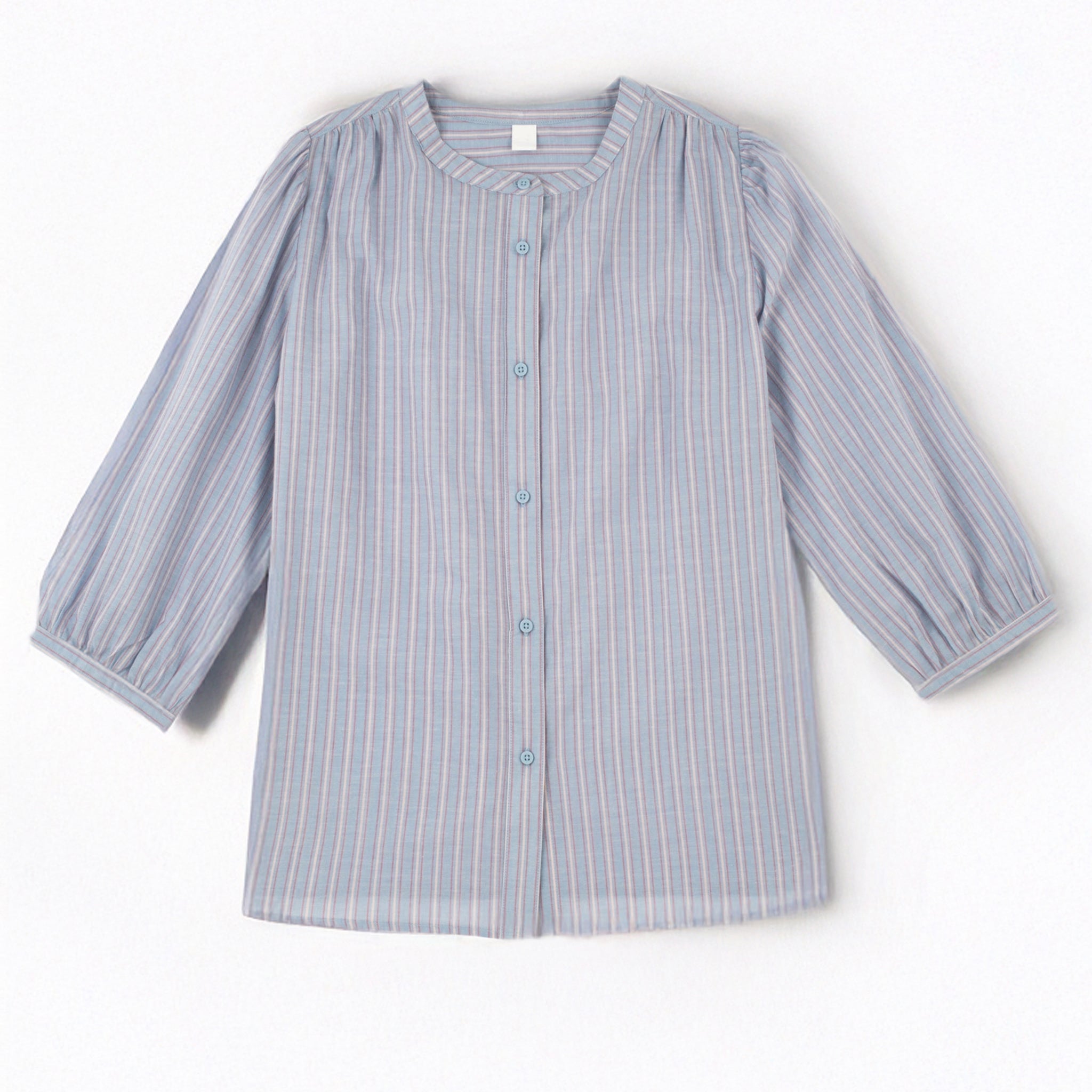 Women Cotton 3/4 Length Sleeve Shirt | Band Collar, Front Button