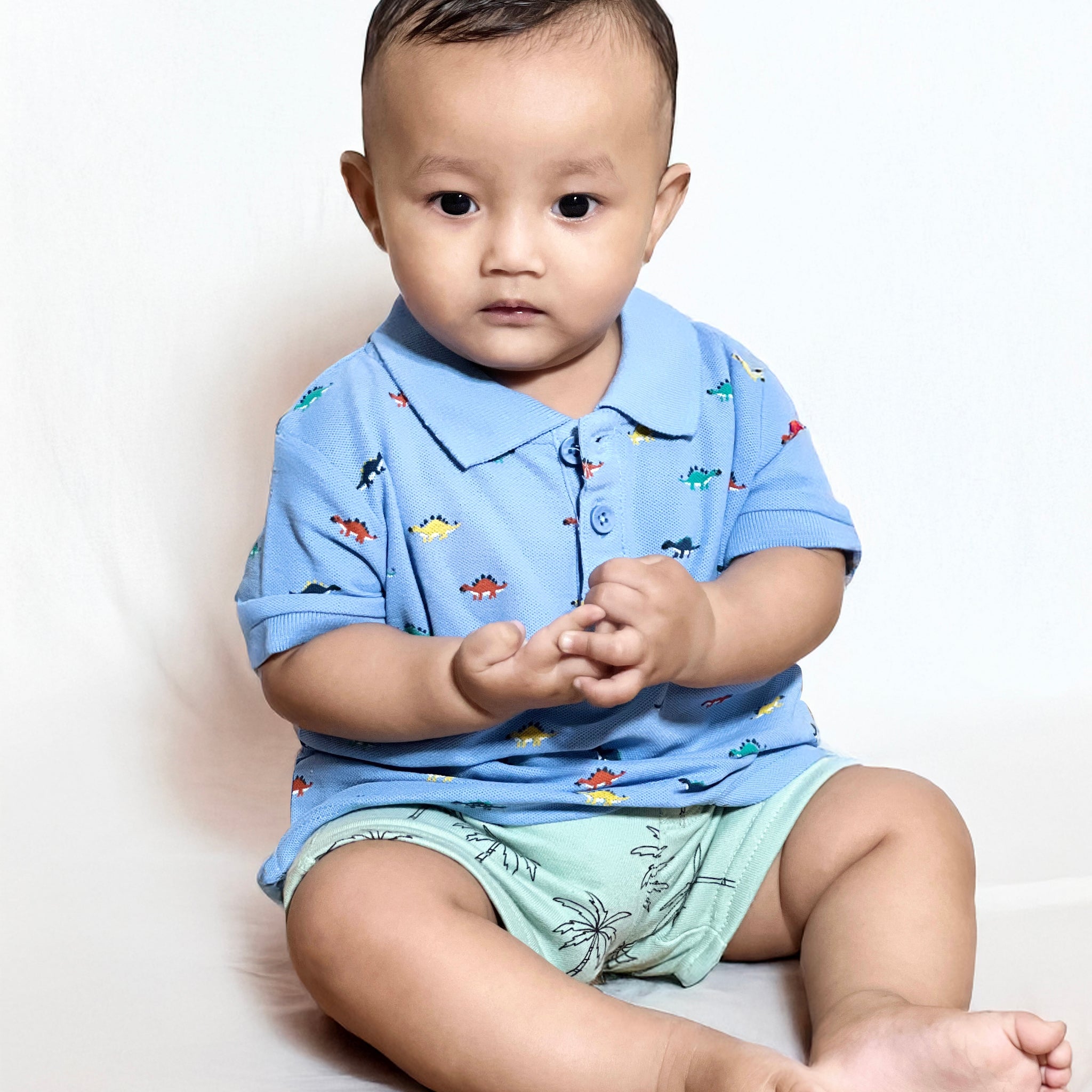 Toddler Baby Boy Short Sleeve Cotton Pique Polo T-Shirt | Light Pastel Blue