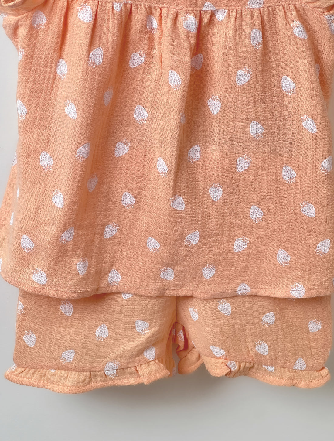 Toddler Baby Girl's Soft Muslin Ruffle Sleeve Set | Pale Orange Color