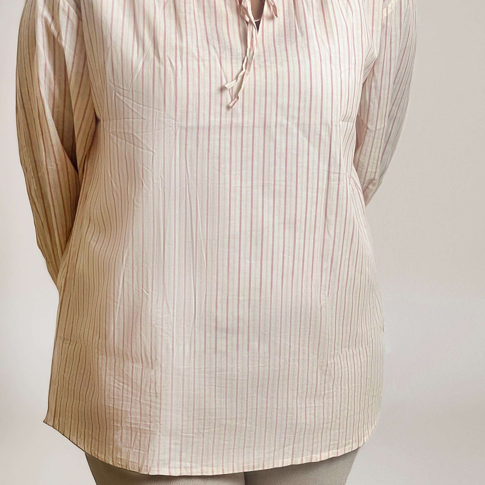 Women Cotton Full Sleeve Shirt | Tie Neck