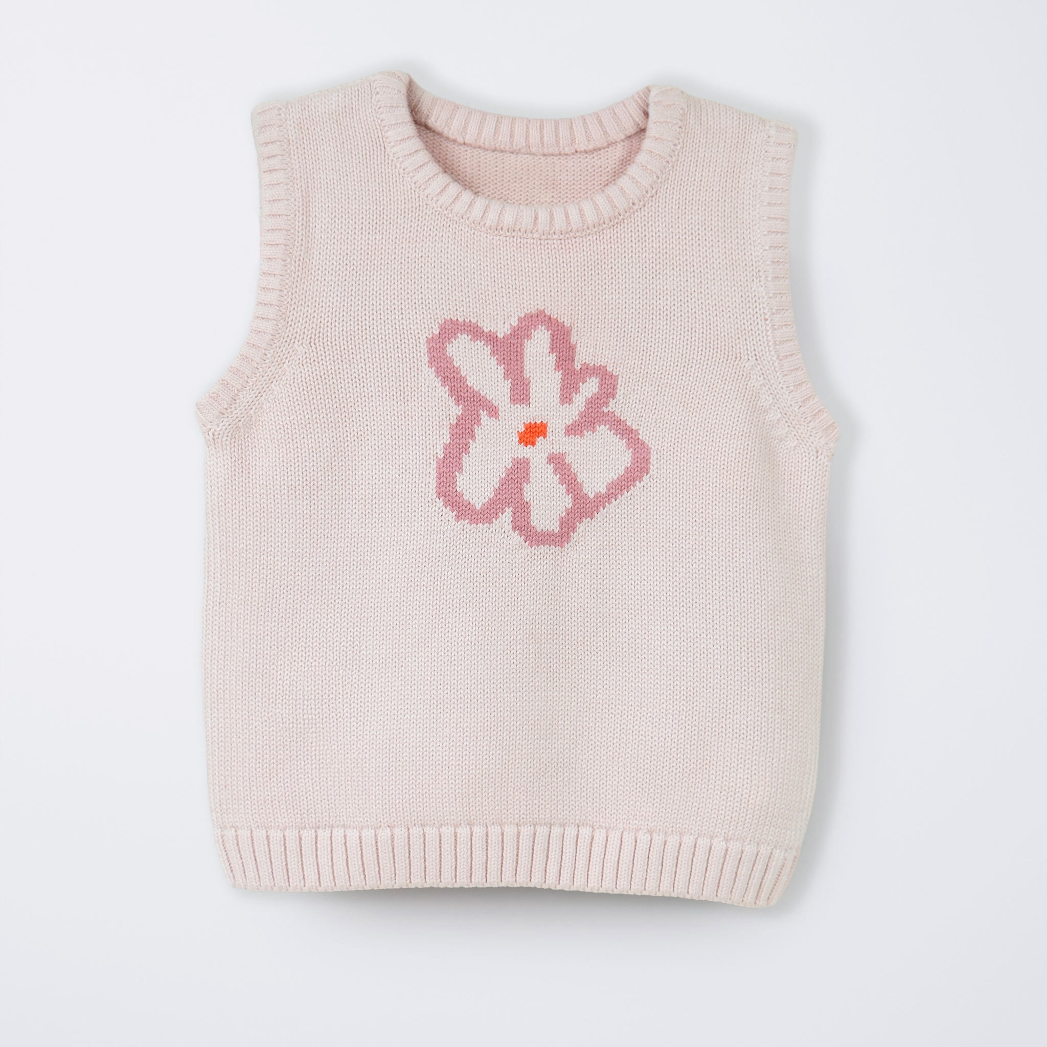 Baby Girl Floral Knitted Vest | Pink