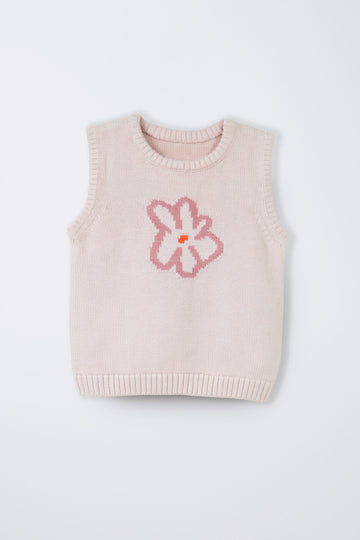 Baby Girl Floral Knitted Vest | Pink