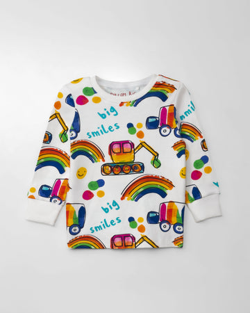Big Smiles Rainbow Construction Print Full Sleeve Tee