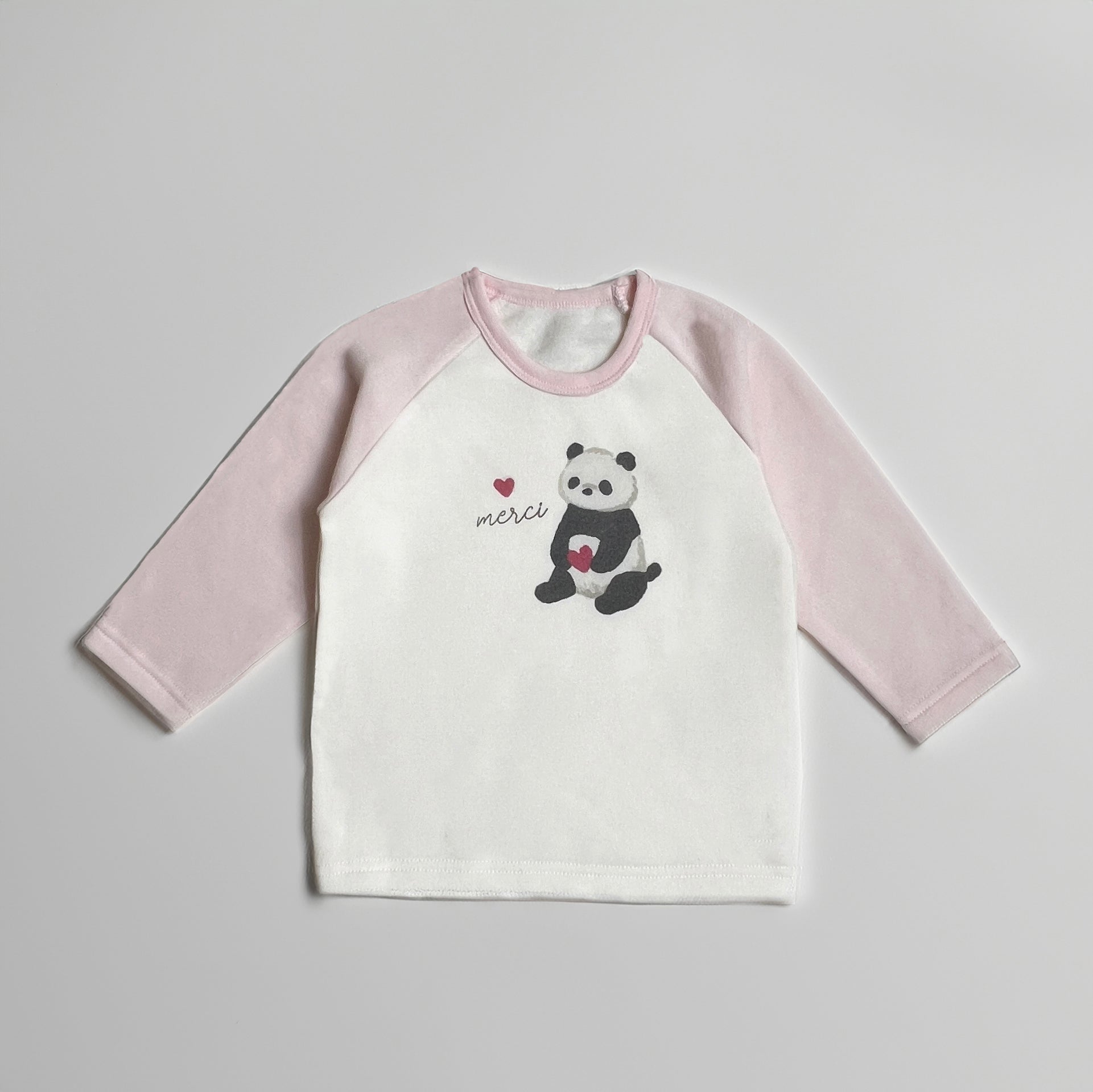 Toddler Baby Jumper | Cute Panda Print with Pink Raglan Sleeves