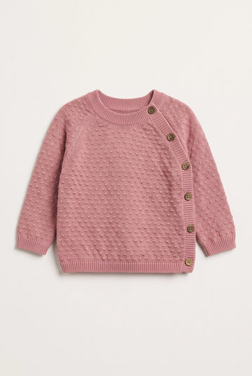 Infant Soft Pink Side Button Knit Sweater