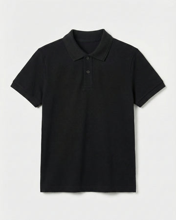 Kid Boy's Classic Black Cotton Pique Polo