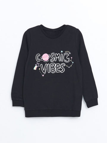 Kid's Full Sleeve T-shirt | Cotton, Medium Thickness, Black, Cosmic Vibes