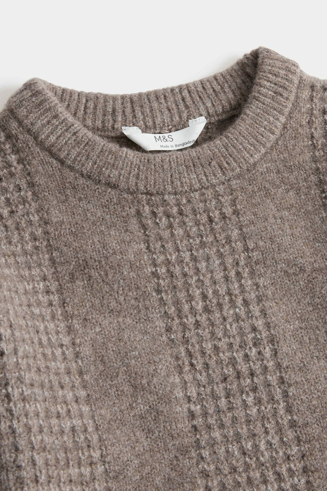 Kid’s Unisex Textured Wool Knit Sweater – Mocha