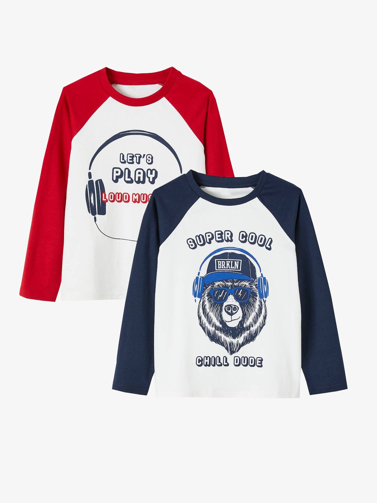 Boy's Long Sleeve Raglan T-shirt - Cotton, Full Sleeve, Music Theme