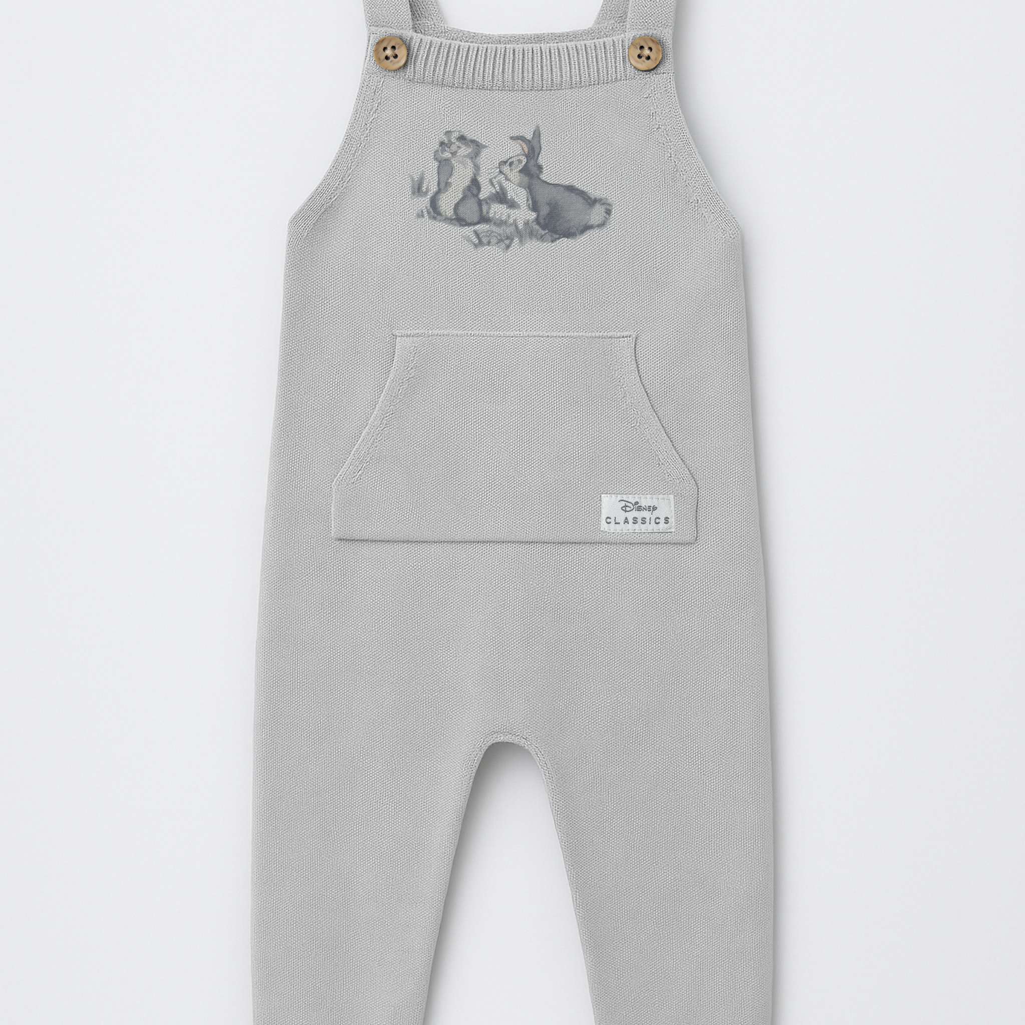 Knitted Baby Romper Grey, Cotton Blend on a white background