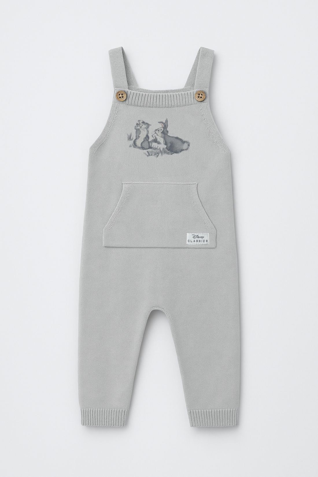 Knitted Baby Romper Grey, Cotton Blend on a white background