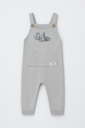 Knitted Baby Romper Grey, Cotton Blend on a white background