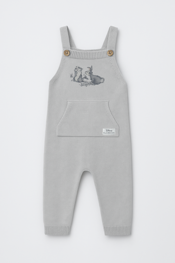 Knitted Baby Romper Grey, Cotton Blend on a white background