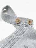 Knitted Baby Romper Grey,wooden strap button
