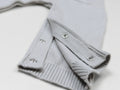 Knitted Baby Romper Grey,wooden strap button with kangaroo pocket and rabbit print, snap button at legs