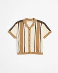 Knitted shirt with brown and beige stripes on a white background