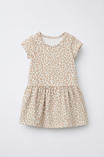 Girl's Leopard Print Short Sleeve Dress