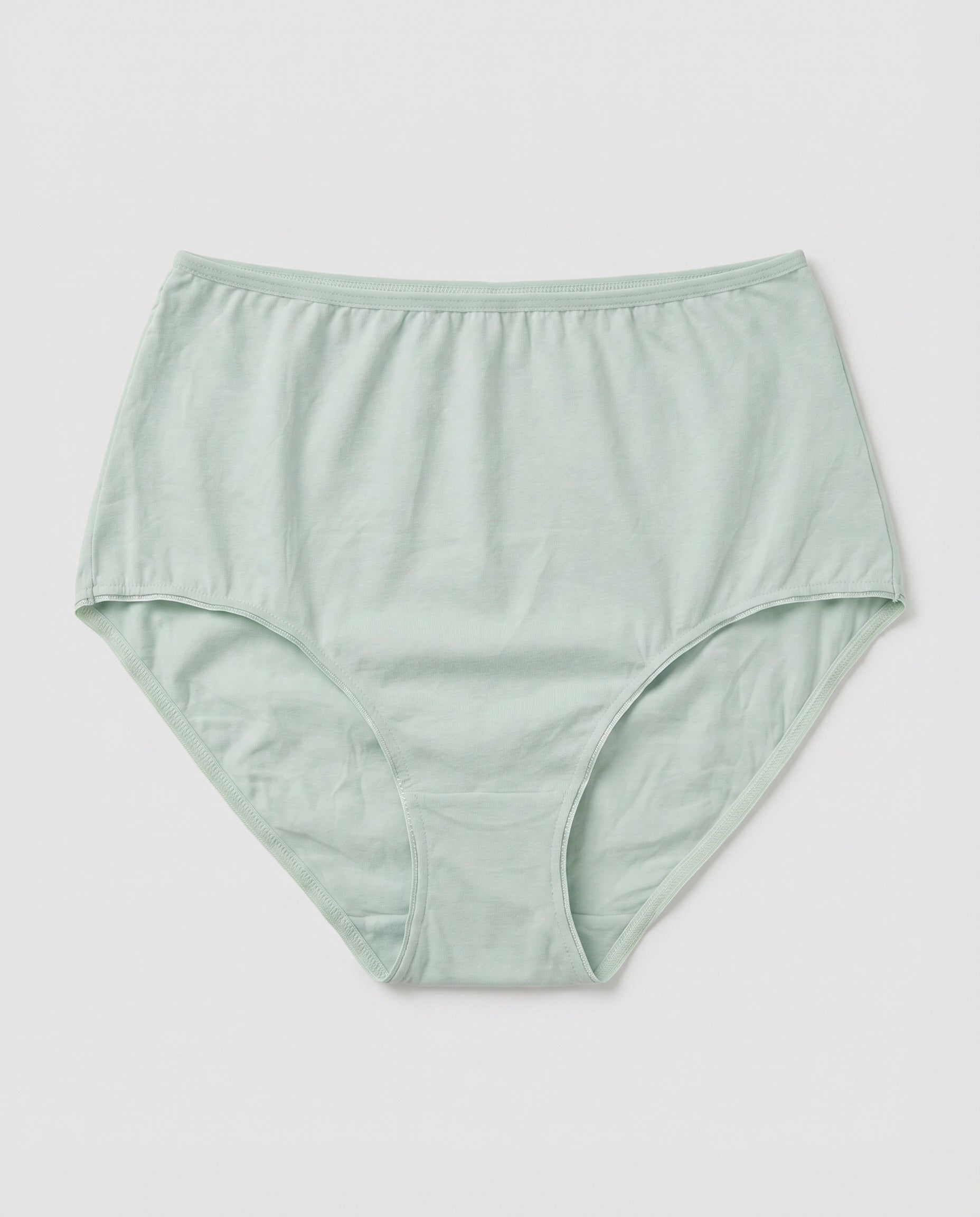 Mint sage green high-waisted cotton brief for women front view