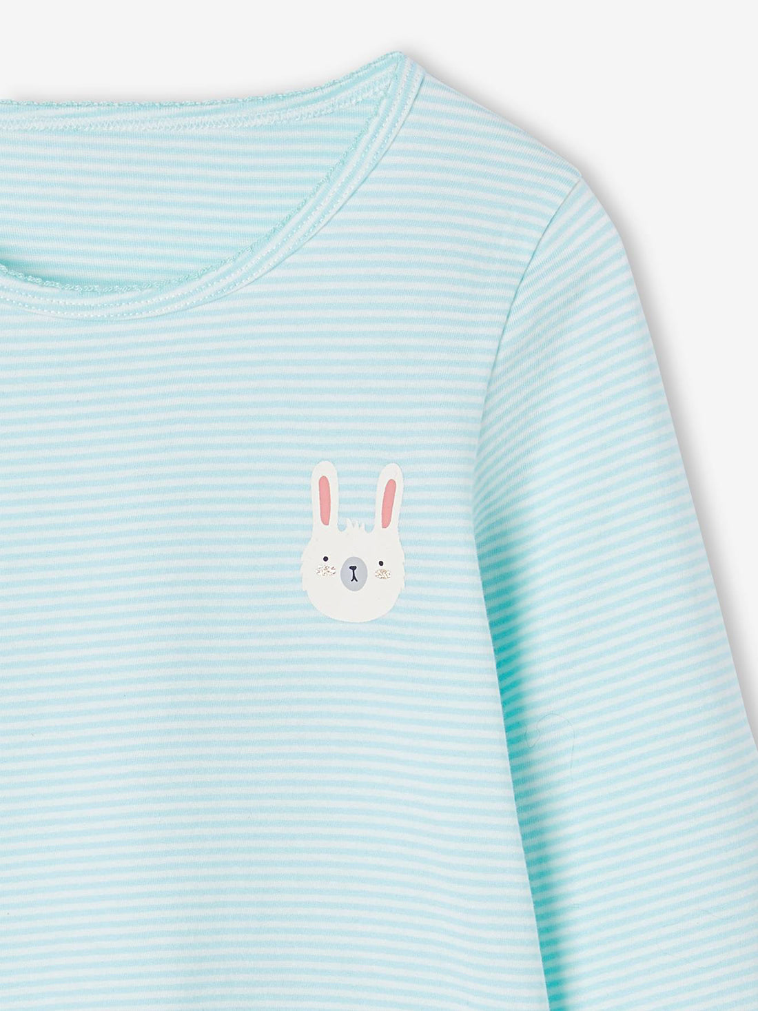 Girls' Long Sleeve Cotton T-shirt | Mint, Step Pattern
