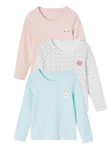 Pack of Girl's Full Sleeve T-shirt in Multiple Color
