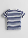 Navy & White Striped Baby T-Shirt back 