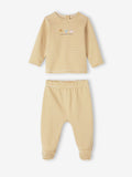 Yellow striped long-sleeve top and pants set on a white background
