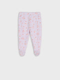 Organic Cotton Baby Leggings for newborn in floral print and purple color