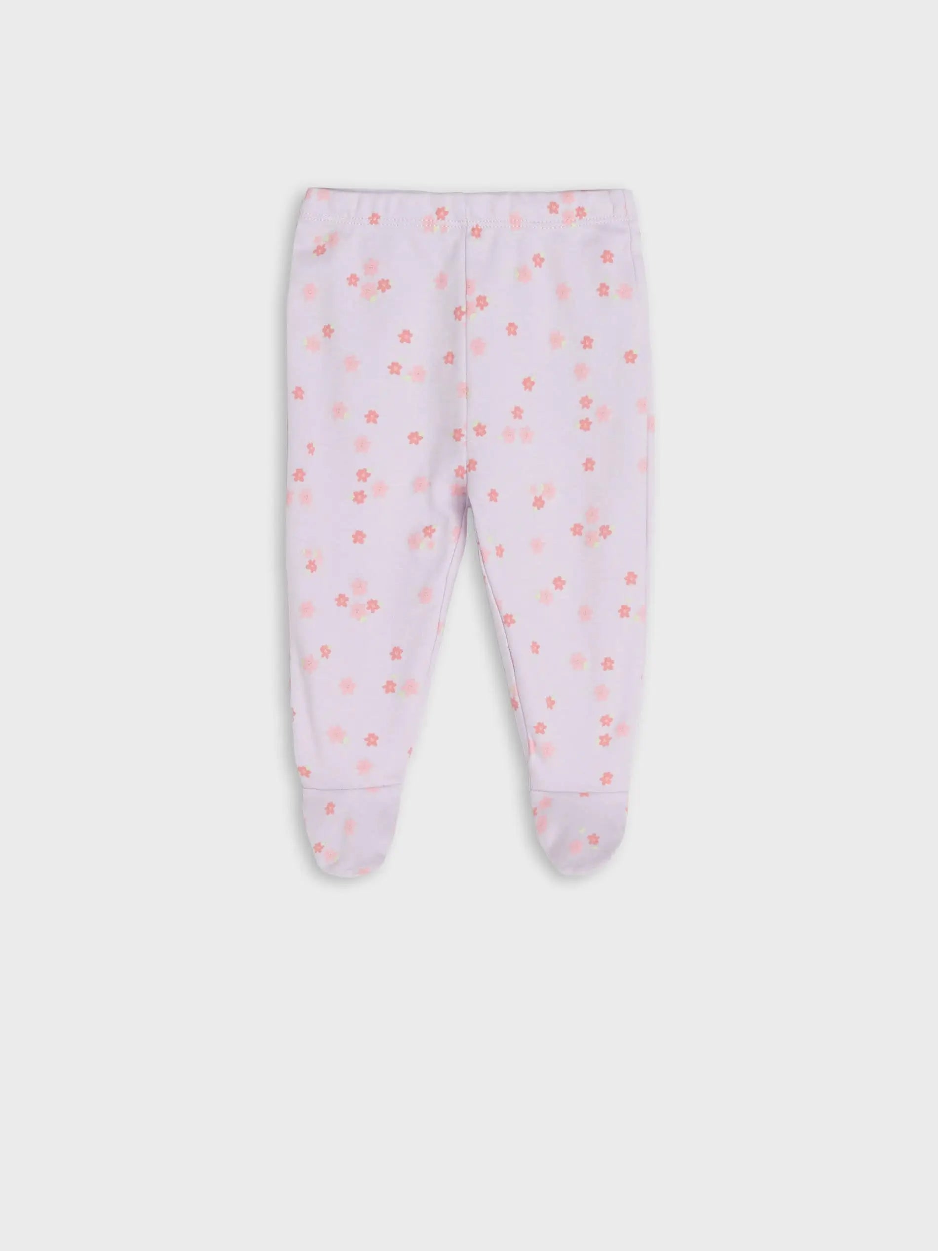 Organic Cotton Baby Leggings for newborn in floral print and purple color
