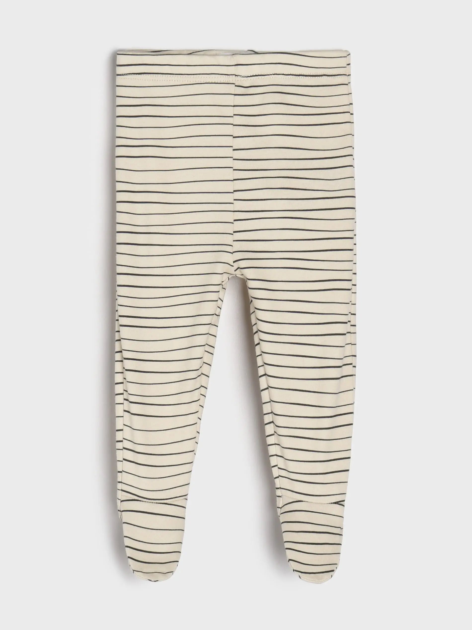 Organic cotton unisex leggings step print with attached footwear