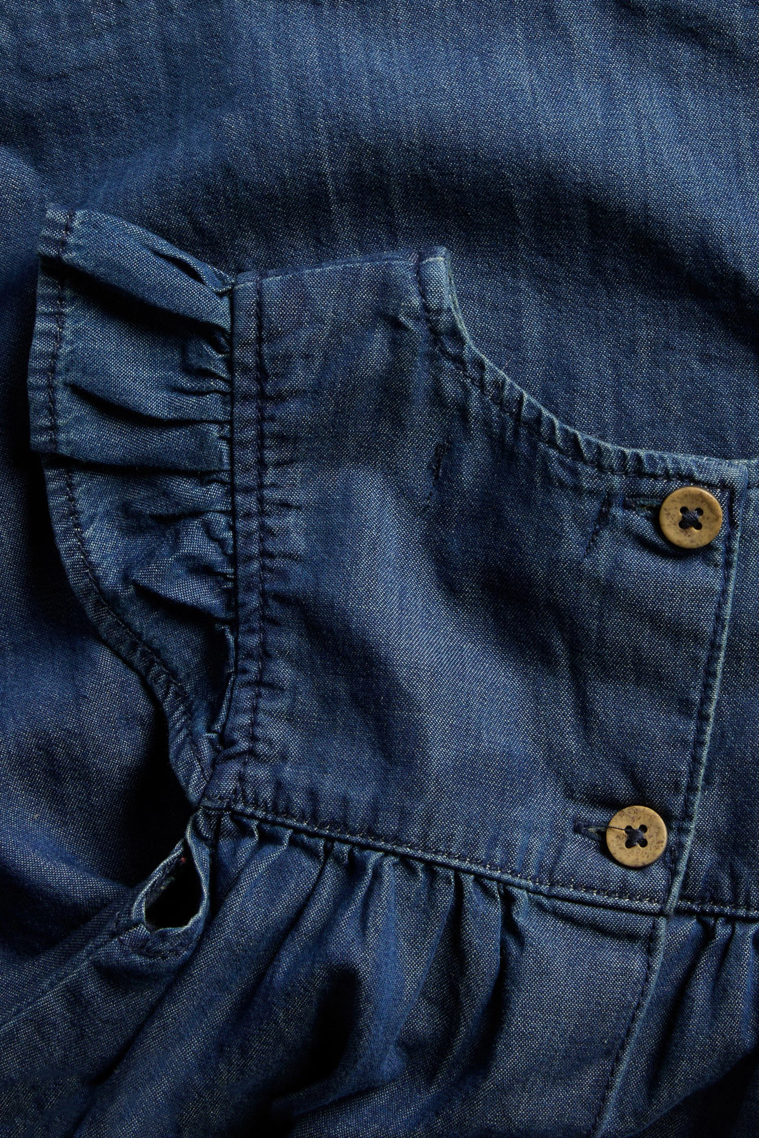 Baby Girls' Ruffle Sleeve Denim Dress — Mid Blue