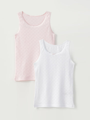 Pack of 2 Toddler Girl’s pointelle Lace trimmed tank top