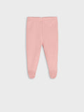 Organic cotton leggings in pink color with attached footwear