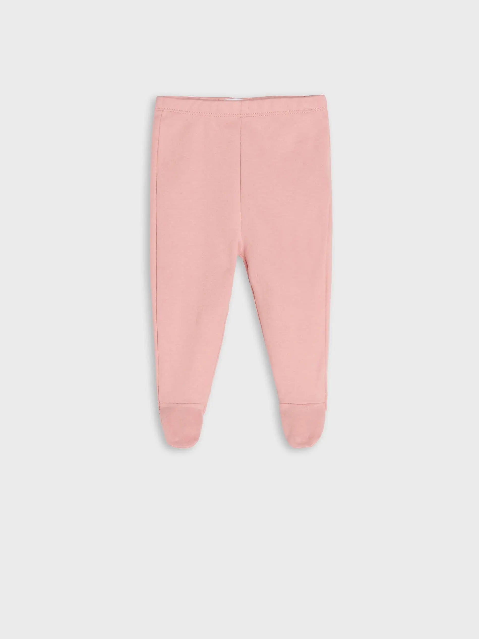 Organic cotton leggings in pink color with attached footwear