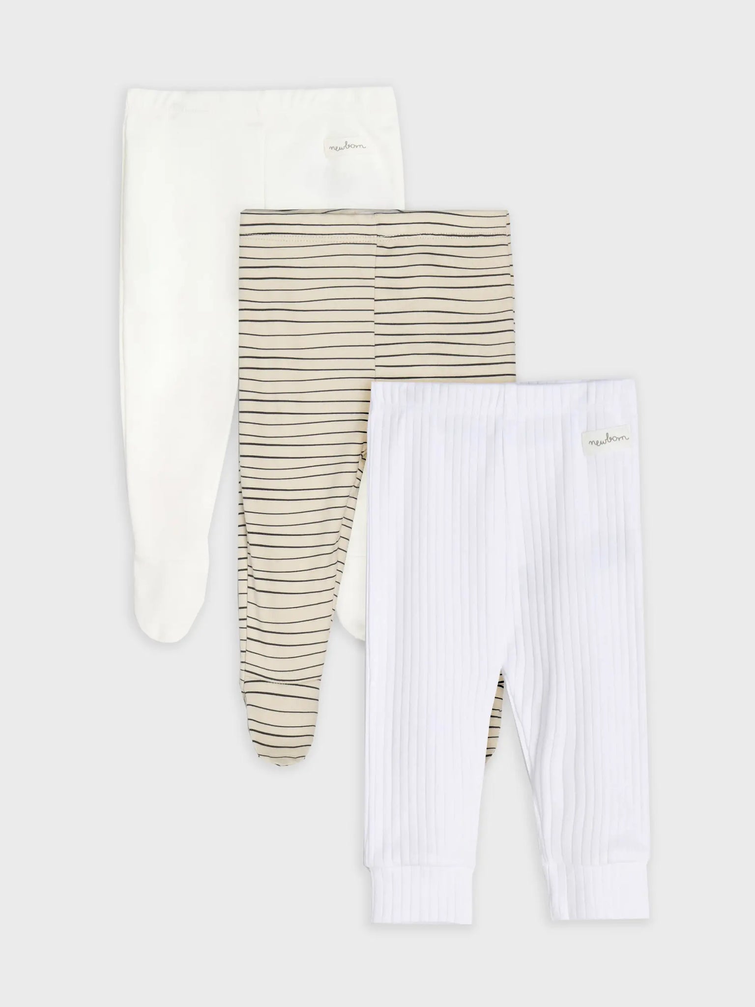 Pack of 3 Organic Cotton baby leggings in white  Color