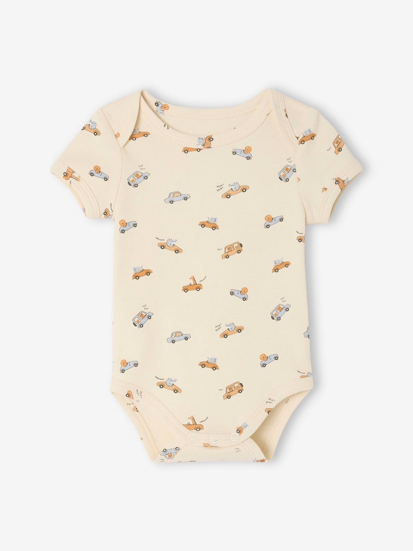 Pack of 5 Half Sleeve Cotton Bodysuit beige all over print