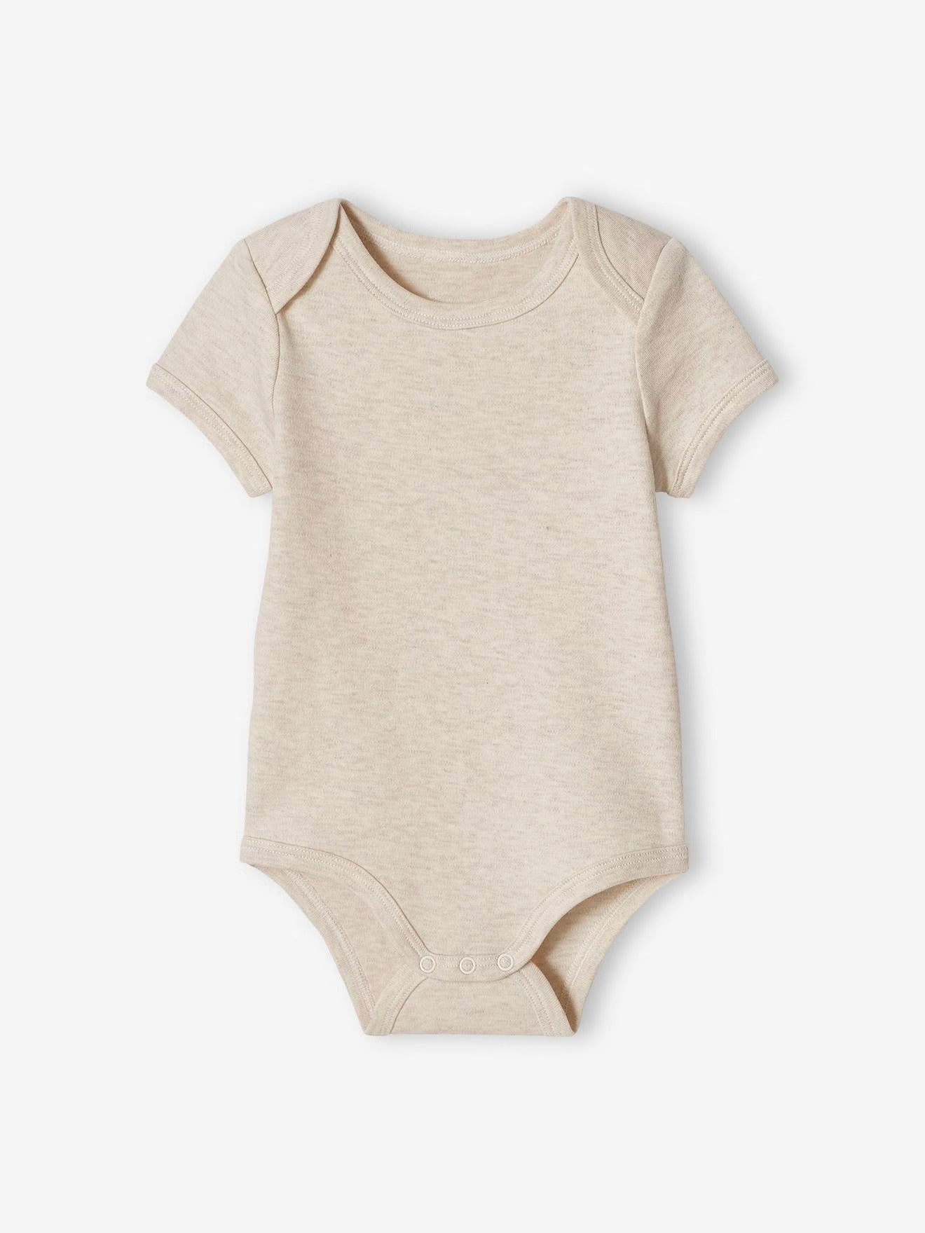 Pack of 5 Half Sleeve Cotton Bodysuit beige solid