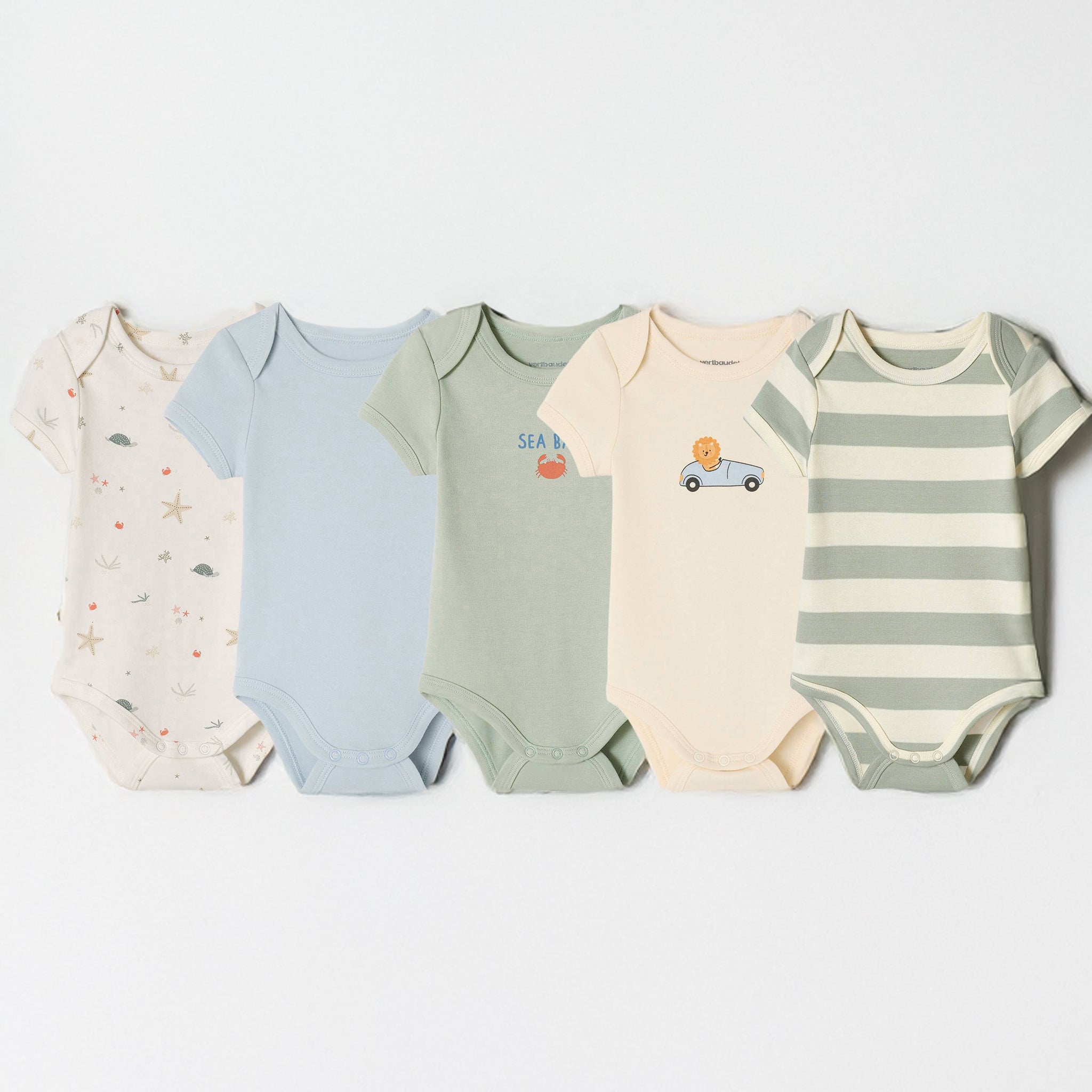 Pack of 5 Half Sleeve Cotton Bodysuit boy baby's print