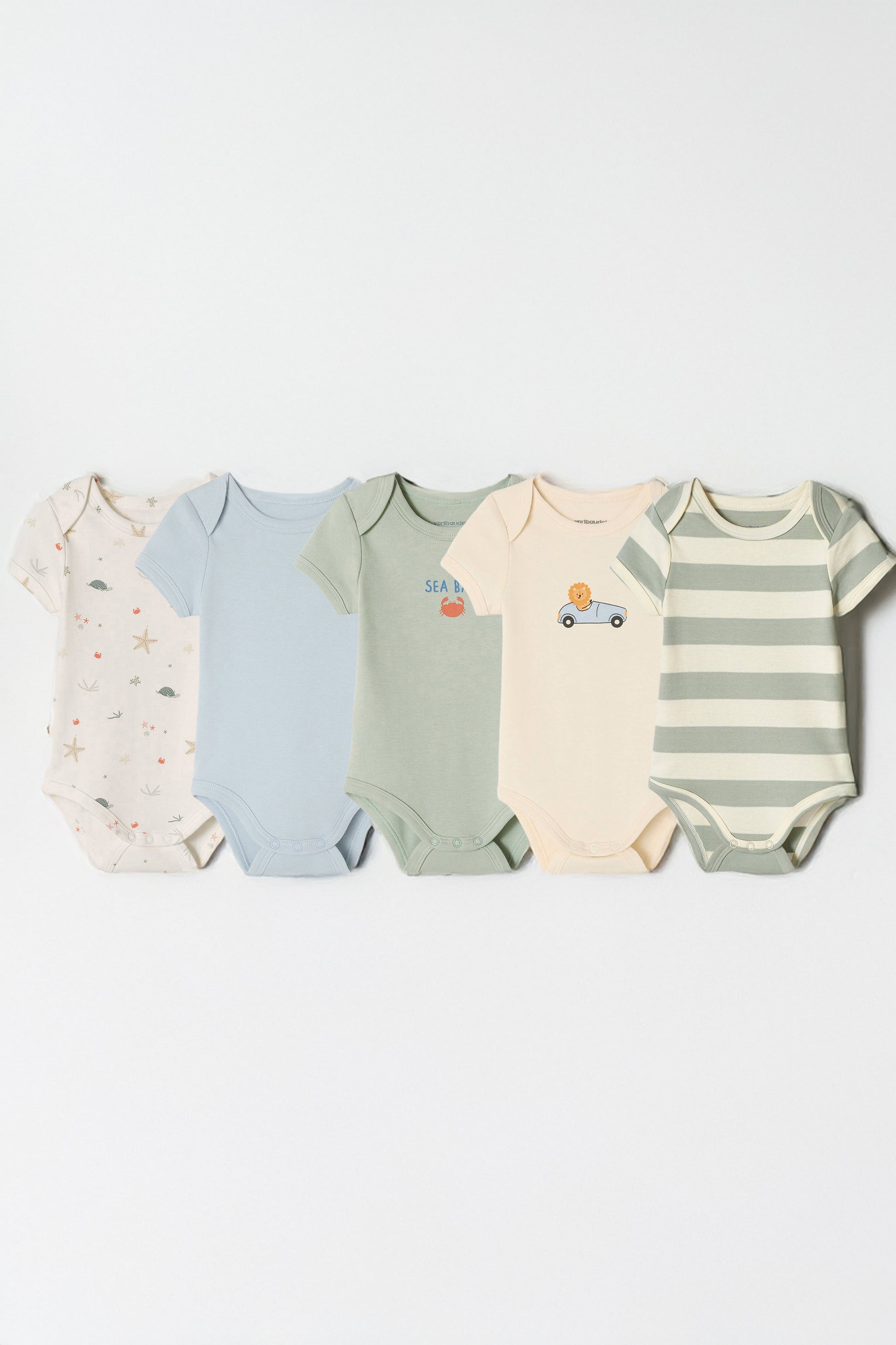 Pack of 5 Half Sleeve Cotton Bodysuit boy baby's print