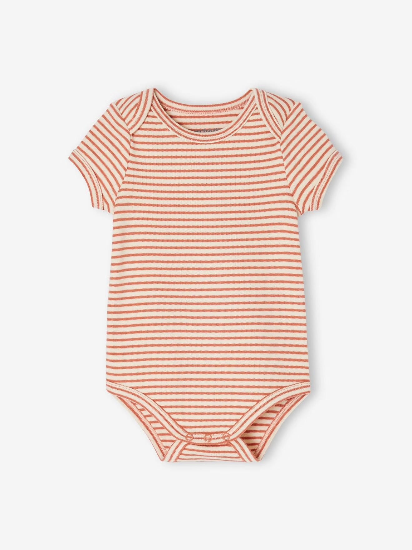Striped baby bodysuit on a white background
