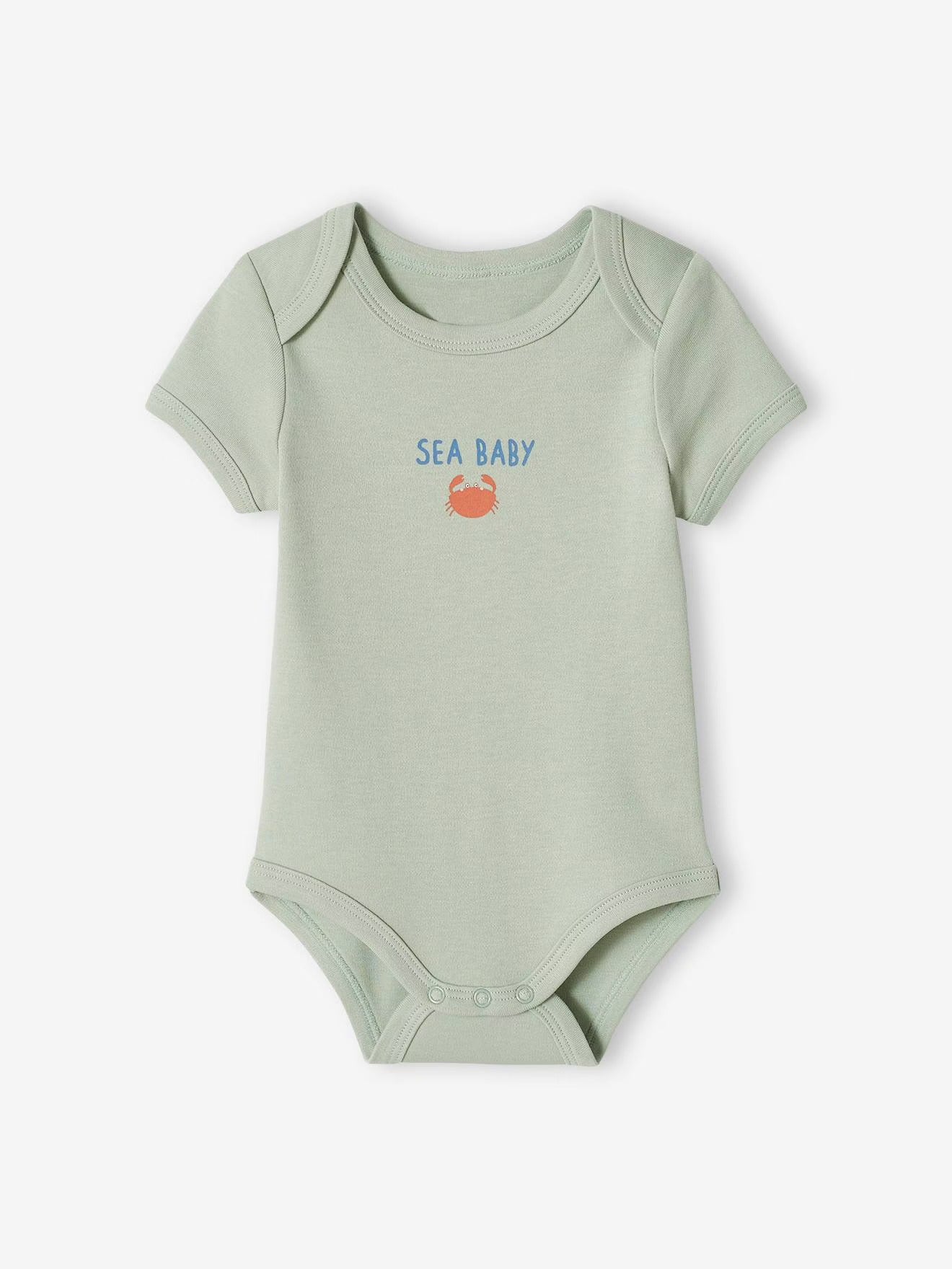 Pack of 5 Half Sleeve Cotton Bodysuit sea baby print
