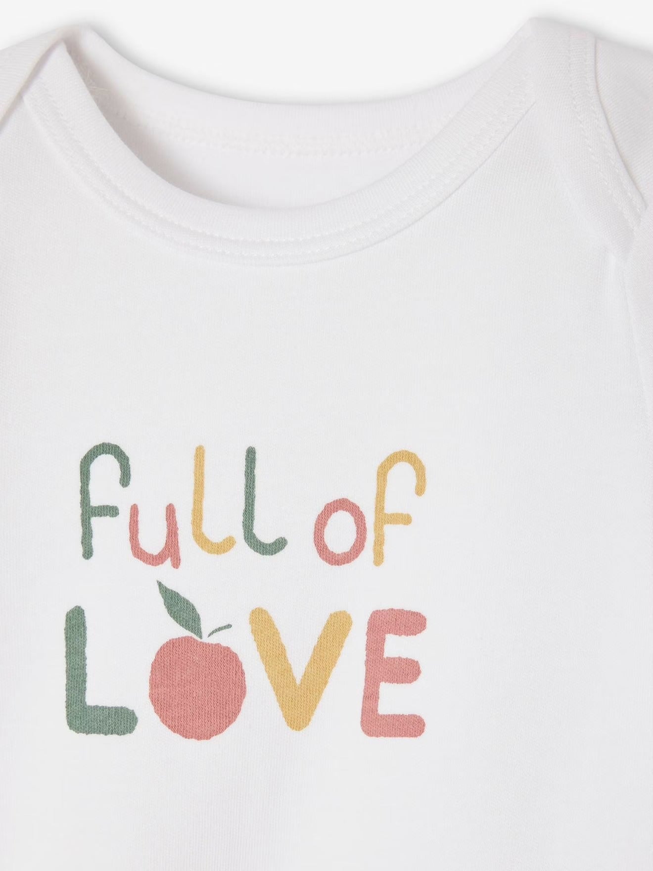 White shirt with 'Full of Love' text and apple graphic on a white background