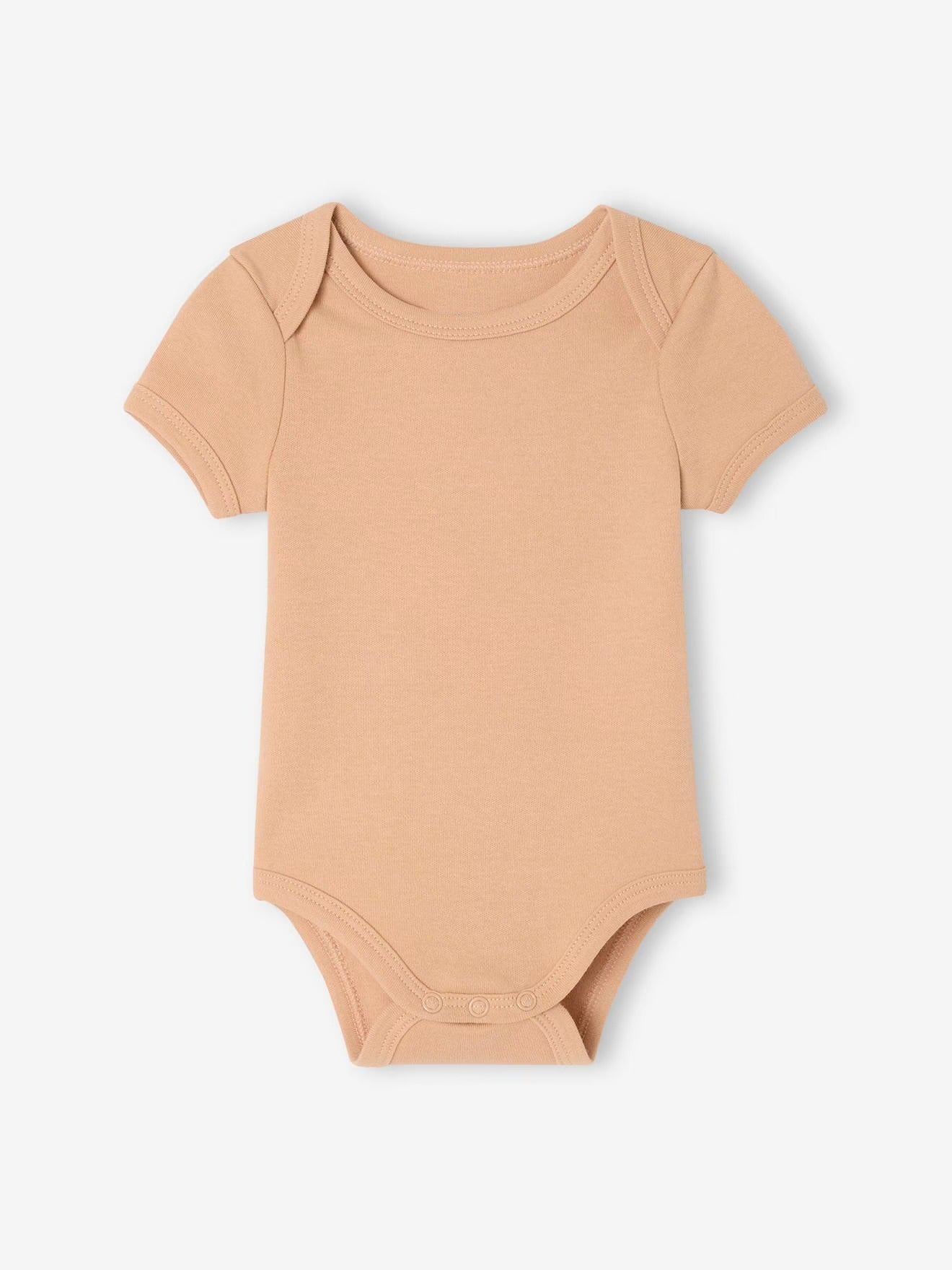 Pack of 5 Half Sleeve Cotton Bodysuit solid brown