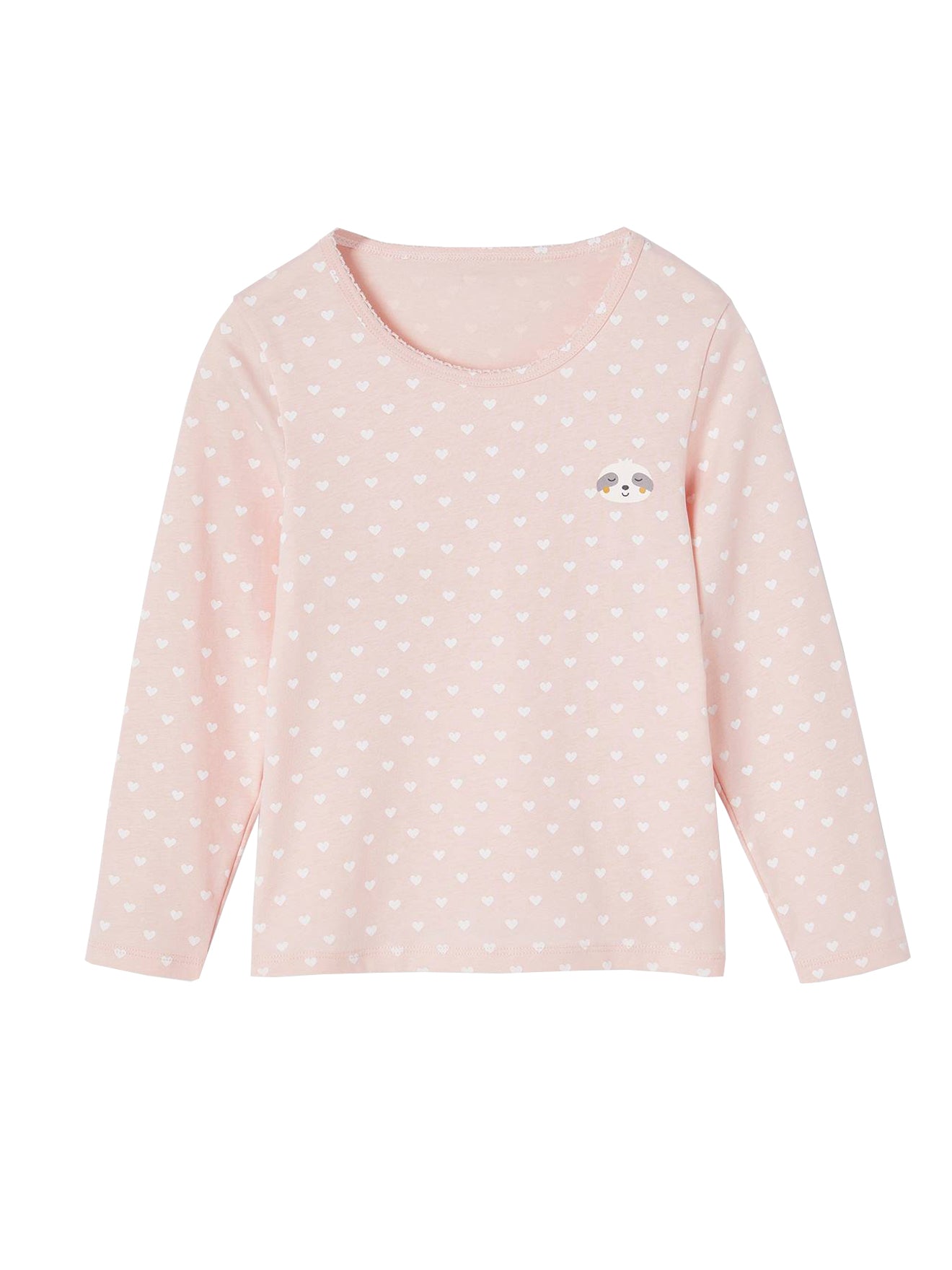 Pink Color Full Sleeve Girls T-shirt _ Cotton Fabric with Heart Print